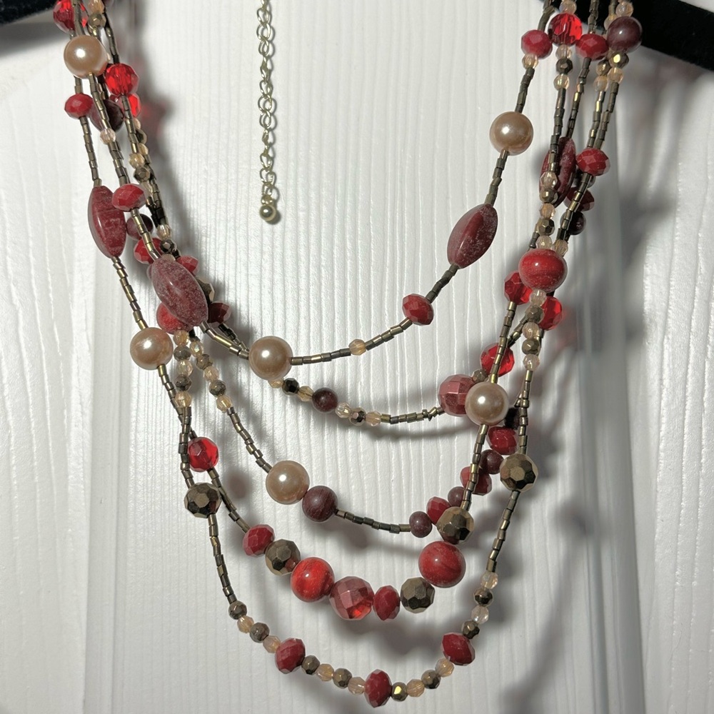 Premier Designs Red Multi-Strand Necklace